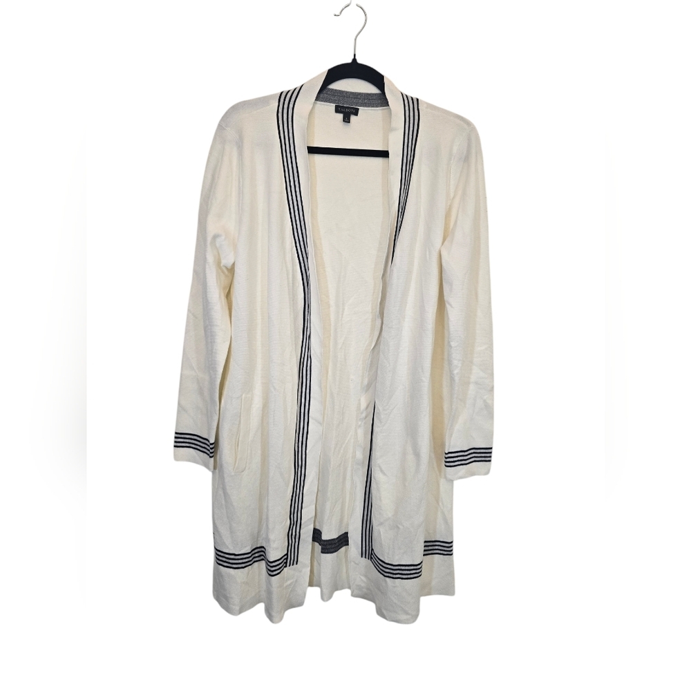 Talbots Large Cotton Blend Longline Tipped Cardigan